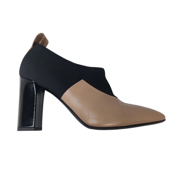 Via Spiga Bayne Leather Color Block Luxury Bootie Heels 6 Made in Italy Designer - Picture 4 of 12